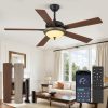Ceiling Fans with Lights, Rustic Ceiling Fan with Dimmable LED Light, Remote/APP Control,5 Dual Finish Blades,6-Speeds Traditional Ceiling Fan for Bedroom, Living Room,Indoor & Outdoor