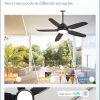 52 Inch Waterproof Outdoor Ceiling Fan with Lights and Remote,IP65 Hanging Gazebo Fan with 3CCT 6-Speed DC Motor,Black Wet Rated Plug in Ceiling Fan with Cord for Patios Porch Pergola