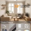 Ceiling Fans with Lights, 32 Inch Low Profile Ceiling Fan with Light and Remote/APP Control, Flush Mount, Dimmable, Qiuet DC Motor, Black Small Indoor Ceiling Fan for Bedroom, Kitchen