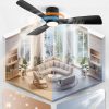 Ceiling Fans with Lights and Remote Control,Modern Flush Mount Ceiling Fan with 3 CCT,Low Profile Ceiling Fans with 6-Speeds Reversible DC Motor for Patio Living Room Bedroom(Black)