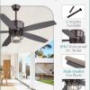 Outdoor Ceiling Fans with Lights and Remote Control,IP65 Wet Rated Waterproof Ceiling Fan with 6-Speed DC Motor, Farmhouse Gazebo Fan for Porch Patios PavilionOil-Bronze