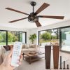 Farmhouse Ceiling Fans with Light, 60 Inch Bedroom Ceiling Fan with Lights, 6-Speed Adjustable, Quiet and Reversible DC Motor, Dual Finish 5 Blades, Rustic Caged Black Ceiling Fan for Living Room