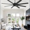 65 Inch Ceiling Fans, Black Indoor/Outdoor Ceiling Fan with Quiet Reversible DC Motor, 6 Speeds, 8 Blades Large Ceiling Fan for Living Room Bedroom Patio