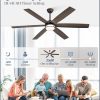 65 Inch Ceiling Fans with Lights, Farmhouse Large Ceiling Fans with Remote, Oil Bronze Modern Ceiling Fan with LED Light, Quiet DC Motor for Living Room, Bedroom, Kitchen, Indoor