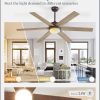 58 Inch Ceiling Fans with Lights and Remote, Walnut Indoor/Outdoor Ceiling Fan with Quiet Reversible DC Motor, 6 Speeds, 3CCT, 8 Blades Large Ceiling Fan for Living Room Bedroom Patio