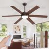 58 Inch Ceiling Fans with Lights and Remote, Walnut Indoor/Outdoor Ceiling Fan with Quiet Reversible DC Motor, 6 Speeds, 3CCT, 8 Blades Large Ceiling Fan for Living Room Bedroom Patio