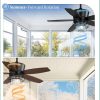 Outdoor Ceiling Fans with Lights and Remote Control,IP65 Wet Rated Waterproof Ceiling Fan with 6-Speed DC Motor, Farmhouse Gazebo Fan for Porch Patios PavilionBlack