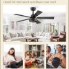 Farmhouse Caged Ceiling Fans with Lights and Remote, 42 Inch Black Bedroom Ceiling Fans for Living Room Kitchen6 Speed Reversible Quiet DC Motor, Dual Finish 5 Blades