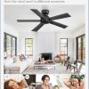 42 Inch Flush Mount Ceiling Fans without Lights, Small Black Ceiling Fan with Remote, 6-Speeds, Quiet Reversible DC Motor, Indoor/Outdoor Ceiling Fan for Patio, Living Room, Bedroom
