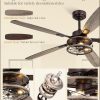 60 Inch Farmhouse Ceiling Fan with Light and Remote, Oil Bronze Industrial Flush Mount Ceiling Fans with 6 Speed Reversible Motor and Dual Finish 5 Blades, Rustic Ceiling Fan for Living room, Bedroom