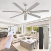 72 Inch Ceiling Fan No Light with Remote Control, Grey Ceiling Fans Without Light With 6-Speeds Quiet Reversible DC Motor, Indoor/Outdoor Ceiling Fan with Dual Finish 7 Blades for Patio Living Room