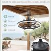 Outdoor Ceiling Fans with Light for Patios, 24" Weatherproof Plug in Ceiling Fan, Gazebo Fan Remote&APP Control, 3CCT Dimmable, Caged Ceiling Fan with Hanging Hook for Porch, Pergola, Canopy