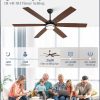 72 Inch and 65 Inch Ceiling Fans with Lights, Large Ceiling Fans with Remote, Black&Brown Modern Ceiling Fan with LED Light, Quiet DC Motor for Living Room, Bedroom, Kitchen, Indoor
