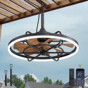 81HwoS-RQL._AC_SL1500_.jpg Outdoor Ceiling Fans with Light for Patios, 24" Weatherproof Plug in Ceiling Fan, Gazebo Fan Remote&APP Control, 3CCT Dimmable, Caged Ceiling Fan with Hanging Hook for Porch, Pergola, Canopy
