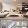 Ceiling Fans with Lights, 42 Inch Low Profile Ceiling Fan with Light and Remote/APP Control, Flush Mount, Dimmable, Qiuet DC Motor, White Small Indoor Ceiling Fan for Bedroom, Kitchen