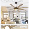 65 Inch Ceiling Fans with Lights and Remote, Walnut Indoor/Outdoor Ceiling Fan with Quiet Reversible DC Motor, 6 Speeds, 3CCT, 8 Blades Large Ceiling Fan for Living Room Bedroom Patio