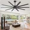 72 Inch Large Ceiling Fan Without Light, Modern Indoor/Outdoor Ceiling Fans No Light with Remote,6-Speed Reversible Quiet DC Motor, 10 Blade for Bedroom,Living Room,Patio,Garage(Black)