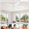 46 Inch Flush Mount Ceiling Fan No Light with Remote,White Modern Low Profile Ceiling Fan Without Light,6-Speeds,Quiet Reversible DC Motor,Indoor&Outdoor Ceiling Fans for Bedroom,Living Room