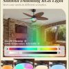 Tropical Ceiling Fans with Lights and Remote/APP Control, 42 Inch Palm Leaf Ceiling Fan with RGB Dimmable Light, Noiseless Modern Ceiling Fan for Bedroom, Indoor/Outdoor Patio Use