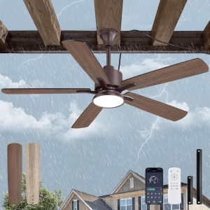 81JPG9jBEgL._AC_SL1500_.jpg Outdoor Ceiling Fans with Light for Patios, IP65 Waterproof Gazebo Fan, Plug in Ceiling Fan with Remote, 3CCT 6-Speed Oil-Bronze Ceiling Fan with Hanging Hook for Porch, Pergola,Canopy
