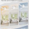 Ceiling Fans with Lights and Remote Control,Modern Flush Mount Ceiling Fan with 3 CCT,Low Profile Ceiling Fans with 6-Speeds Reversible DC Motor for Patio Living Room Bedroom(White)