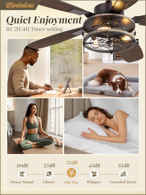 42 Inch Farmhouse Ceiling Fan with Light and Remote, Oil Bronze Industrial Flush Mount Ceiling Fans with 6 Speed Reversible Motor and Dual Finish 5 Blades, Rustic Ceiling Fan for Living Room, Bedroom