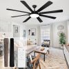 Ceiling Fan with Light and Remote - Large Indoor Outdoor Ceiling Fan, 6 Speeds Reversible DC Motor, 8 Blades Farmhouse Industrial Ceiling Fans for Living Room Patio Bedroom, Black and Wood