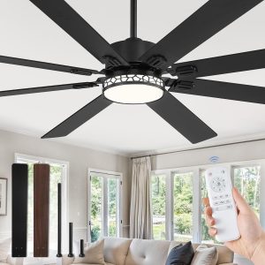 72 Inch Large Ceiling Fans with Lights, Farmhouse Ceiling Fan with Light and Remote, Dual Finish 8 Blades, Reversible DC Motor,3 CCT, 6 Speed, Modern Ceiling Fan for Living Room Patio, Black