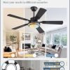 48 Inch Ceiling Fans with Lights and Remote, Black Ceiling Fan with 8 Dual-Color Blades, Indoor/Outdoor Large Ceiling Fans, Reversible DC Motor, 6-Speed, 3CCT for Living Room Kitchen Patio