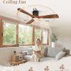 Ceiling Fans with Lights and Remote Control,Modern Flush Mount Ceiling Fan with 3 CCT,Low Profile Ceiling Fans with 6-Speeds Reversible DC Motor for Patio Living Room Bedroom(Walnut)