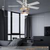Ceiling Fans with Lights, 42 Inch Low Profile Ceiling Fan with Light and Remote/APP Control, Flush Mount, Dimmable, Qiuet DC Motor, Silver Small Indoor Ceiling Fan for Bedroom, Kitchen