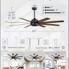 65 Inch Ceiling Fans, Black Indoor/Outdoor Ceiling Fan with Quiet Reversible DC Motor, 6 Speeds, 8 Blades Large Ceiling Fan for Living Room Bedroom Patio