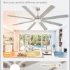 80 Inch Ceiling Fans with Lights,Nickel Modern Ceiling Fan with Remote,Large Farmhouse Indoor & Outdoor Ceiling Fan with 8 Dual Finish Blades, Quiet DC Motor, Bright LED Light