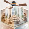 Ceiling Fans with Lights and Remote Control,Modern Flush Mount Ceiling Fan with 3 CCT,Low Profile Ceiling Fans with 6-Speeds Reversible DC Motor for Patio Living Room Bedroom(Walnut)