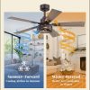 42 Inch Farmhouse Ceiling Fan with Lights 2 Pack, Rustic Bronze Ceiling Fans with Remote, 5 Dual Finish Blades, Quiet 6 Speed Reversible DC Motor, Caged Industrial Fan for Bedroom, Living Room, Patio