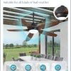 52 Inch Wet Rated Outdoor Ceiling Fan with Lights and Remote,IP65 Hanging Gazebo Fan with 3CCT 6-Speed DC Motor,Brown Waterproof Plug in Ceiling Fan with Cord for Patios Porch Pergola Pavilion