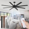 72 Inch Ceiling Fan no Light, Black Ceiling Fan with Remote, 6-Speeds, Quiet Reversible DC Motor, Industrial Ceiling Fans without Lights for Living Room, Garage, Patio, Indoor/Outdoor Use