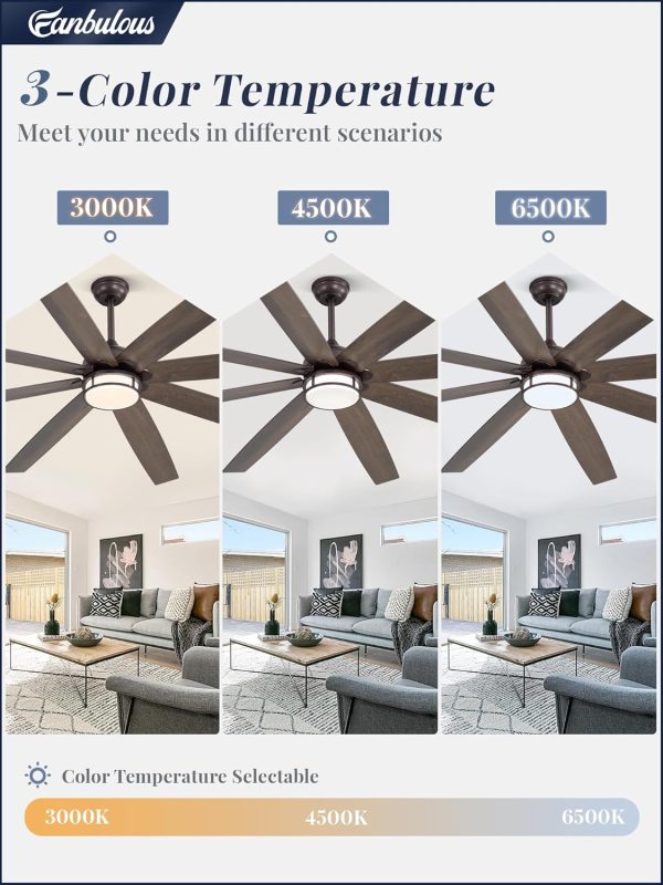 72 Inch Ceiling Fans with Lights, Large Farmhouse Ceiling Fans with Remote, Oil Bronze Ceiling Fan Fixtures with Bright LED Light for Living Room, Bedroom, Kitchen