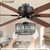 65 Inch Farmhouse Crystal Ceiling Fan with Lights and Remote, Chandelier Ceiling Fan with Quiet Reversible DC Motor, Wood Blades - Ideal for Bedroom