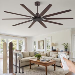 72 Inch Large Ceiling Fan Without Light, Modern Indoor/Outdoor Ceiling Fans No Light with Remote,6-Speed Reversible Quiet DC Motor, 10 Blade for Bedroom,Living Room,Patio,Garage(Oil Bronze)