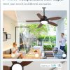 42 Inch Wet Rated Outdoor Ceiling Fan with Lights and Remote,IP65 Hanging Gazebo Fan with 3CCT 6-Speed DC Motor,Brown Waterproof Plug in Ceiling Fan with Cord for Patios Porch Pergola Pavilion