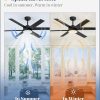 52 Inch Ceiling Fans with Lights and Remote, Reversible 6 Blades, Dimmable, 3000K-6000K Adjustable, Outdoor Ceiling Fans for Patios, Large Ceiling Fan for Indoor or Covered Outdoor, Black