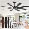 72 Inch Ceiling Fans No Light with Remote, Modern Ceiling Fan Without Light, Dual Finish 8 Blades, Reversible Quiet DC Motor, 6 Speed, Large Ceiling Fan for Indoor or Covered Outdoor, Black
