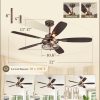 52 Inch Farmhouse Ceiling Fan with Light and Remote, Black and Gold Industrial Caged Ceiling Fans with 6 Speed Reversible Motor and Dual Finish 5 Blades, Rustic Ceiling Fan for Living Room, Bedroom