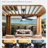 Outdoor Ceiling Fans with Light for Patios, IP65 Waterproof Gazebo Fan, Plug in Ceiling Fan with Remote, 3CCT 6-Speed Black Ceiling Fan with Hanging Hook for Porch, Pergola,Canopy