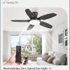 Ceiling Fans with Lights, 42 inch Low Profile Flush Mount Ceiling Fan with Remote/APP Control,Black Modern Ceiling Fan with LED Light for Bedroom Indoor Outdoor-LED Dimmable, 3CCT, 6 Speeds