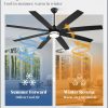 72 Inch Ceiling Fans with Lights, Large Black Ceiling Fans with Remote, Farmhouse Modern Ceiling Fan Fixtures with Bright LED Light for Living Room, Bedroom, Kitchen