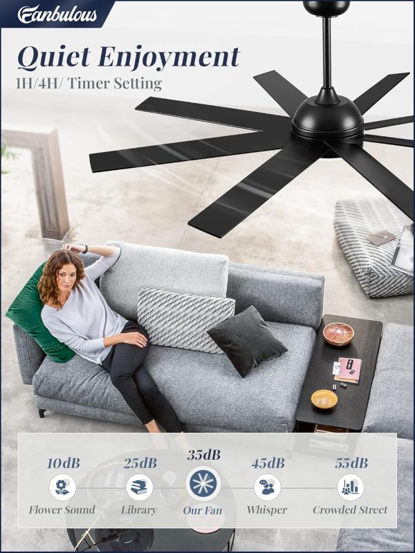 60 Inch RGB Ceiling Fans with Lights and Remote&APP Control, Black Smart Ceiling Fan with Quiet Reversible DC Motor, 6 Speeds, 3CCT, Dimmable, Large Ceiling Fan for Living Room Bedroom
