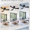 Ceiling Fans with Lights and Remote Control,Modern Flush Mount Ceiling Fan with 3 CCT,Low Profile Ceiling Fans with 6-Speeds Reversible DC Motor for Patio Living Room Bedroom(Black)