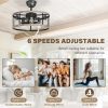 Caged Rustic Farmhouse Ceiling Fan with Lights Remote Control, Reversible Motor, 6 Speeds Ceiling Fan Light Fixture for Dining Room Bedroom